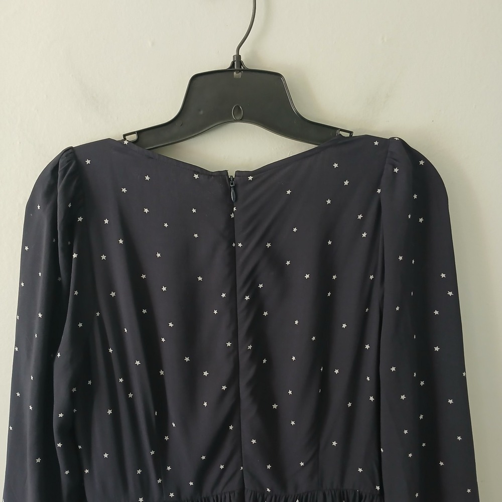 Madewell Women's Size 0 Alicia Long Sleeve Midi Dress in Night Stars Navy Pocket - Picture 11 of 16